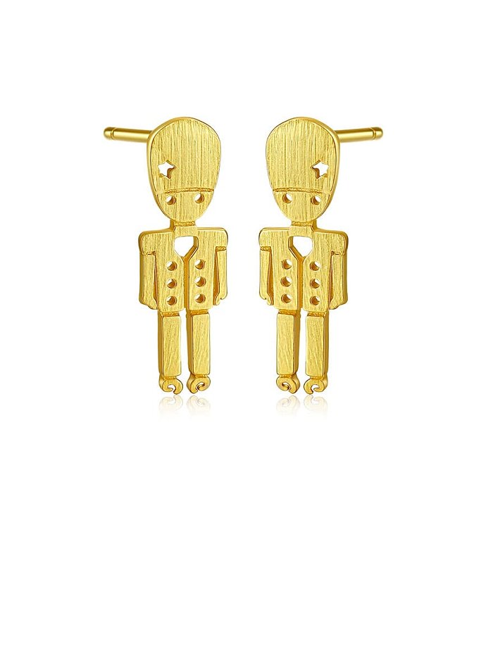 925 Sterling Silver irregular minimalist robot study Earring