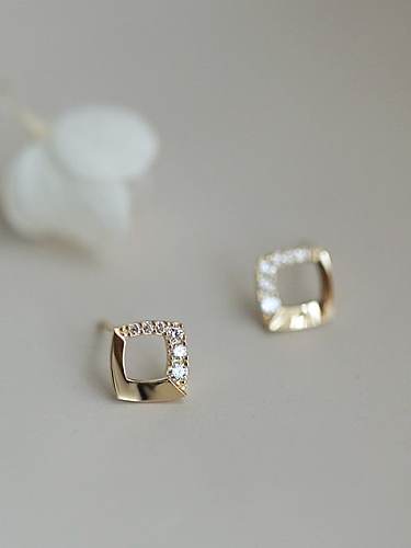 925 Sterling Silver Cubic Zirconia Square Dainty Stud Earring