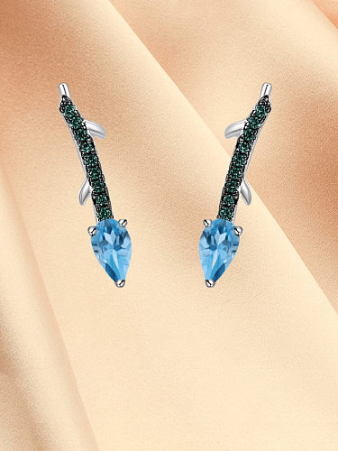 Boucles d'oreilles de luxe en argent sterling 925 avec topaze bleu suisse