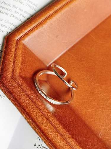 Pendiente de clip de oreja de anillo doble minimalista de plata de ley 925 (individual)