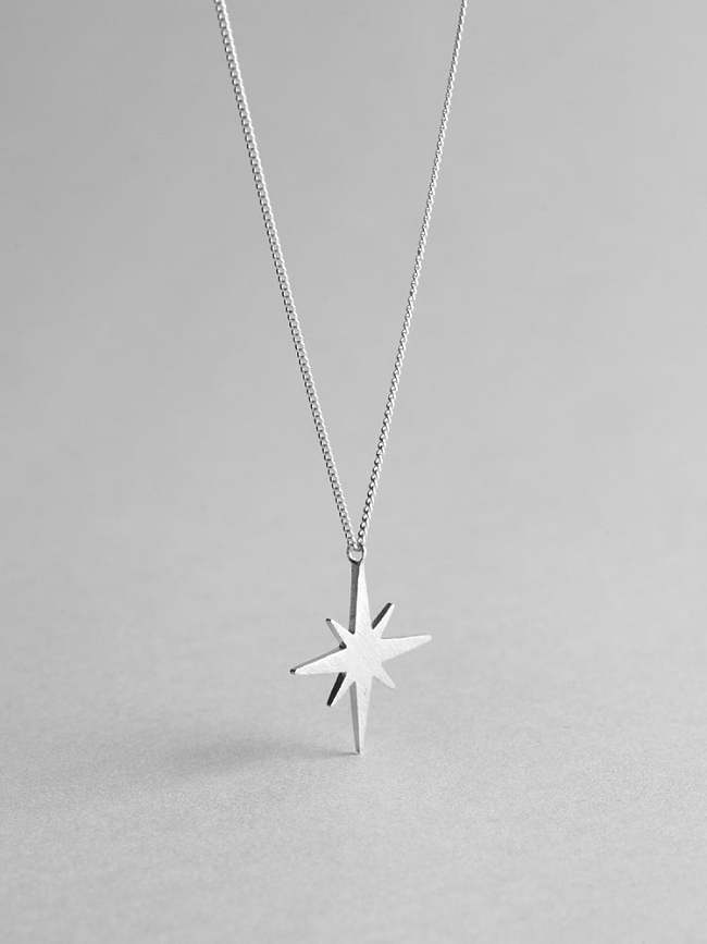 925 Sterling Silver Star Minimalist Long Strand Necklace