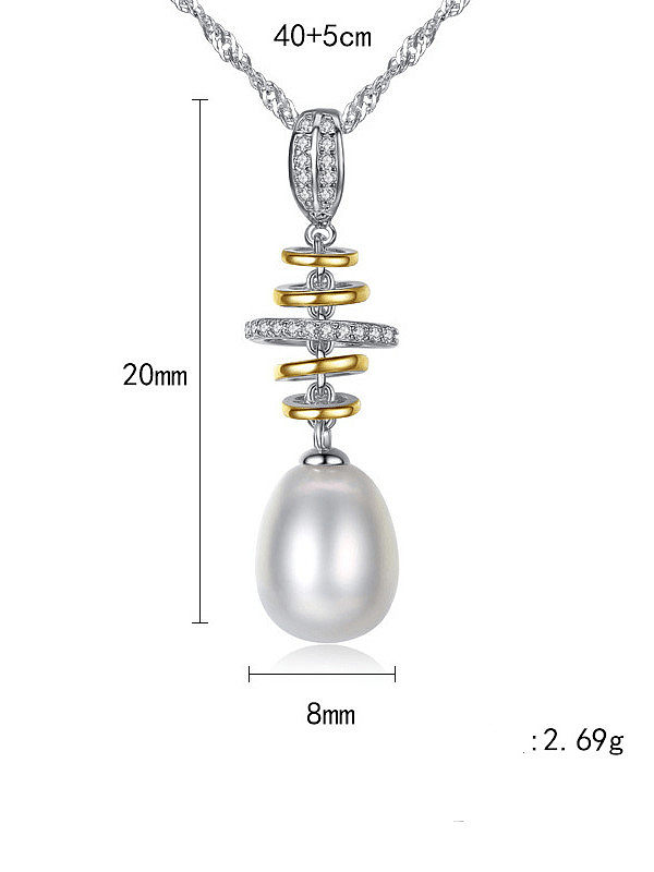 Collier pendentif perle d'eau douce en argent sterling 925
