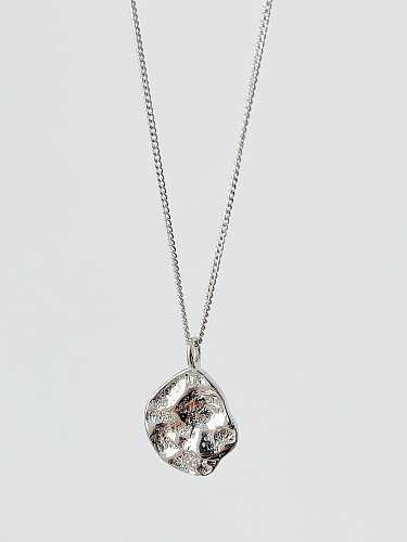 925 Sterling Silver Irregular Vintage geometry Pendant Necklace