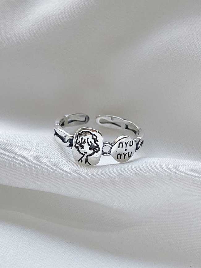 925 Sterling Silver With Vintage Geometric Boy Free Size Rings