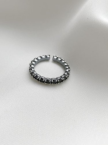 925 الفضة الاسترليني خمر صف واحد خاتم الماس الأسود الفرقة