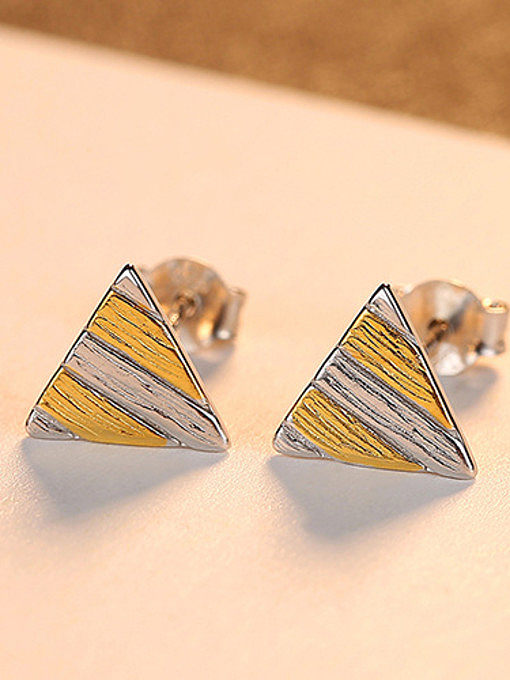 Brincos triangulares simplistas de duas cores de prata esterlina 925