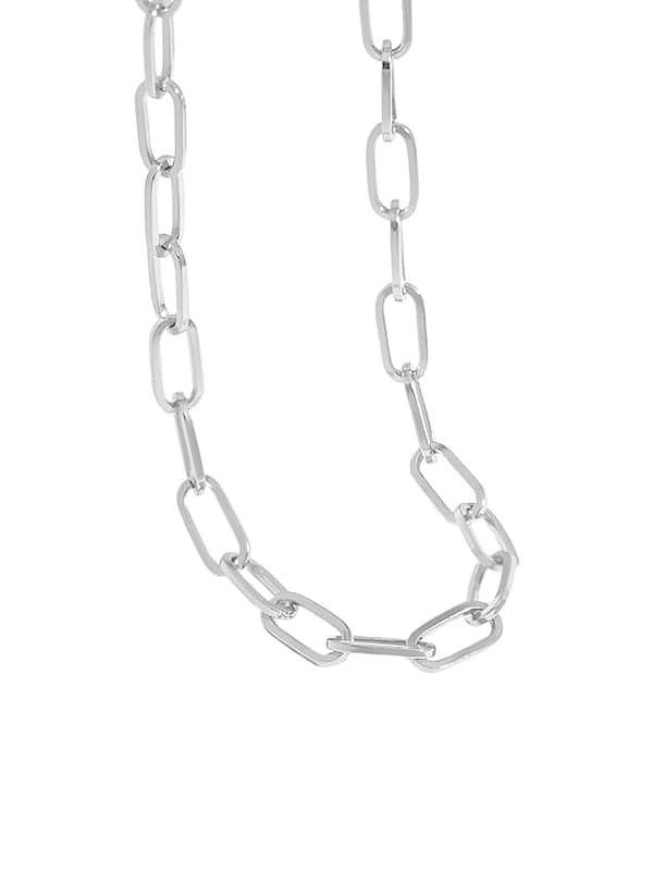 Collar vintage de cadena geométrica hueca de plata de ley 925