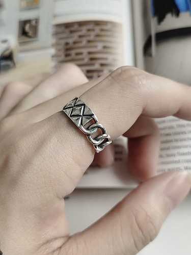 Ring aus 925er Sterlingsilber, minimalistischer geometrischer Retro-Ring in freier Größe