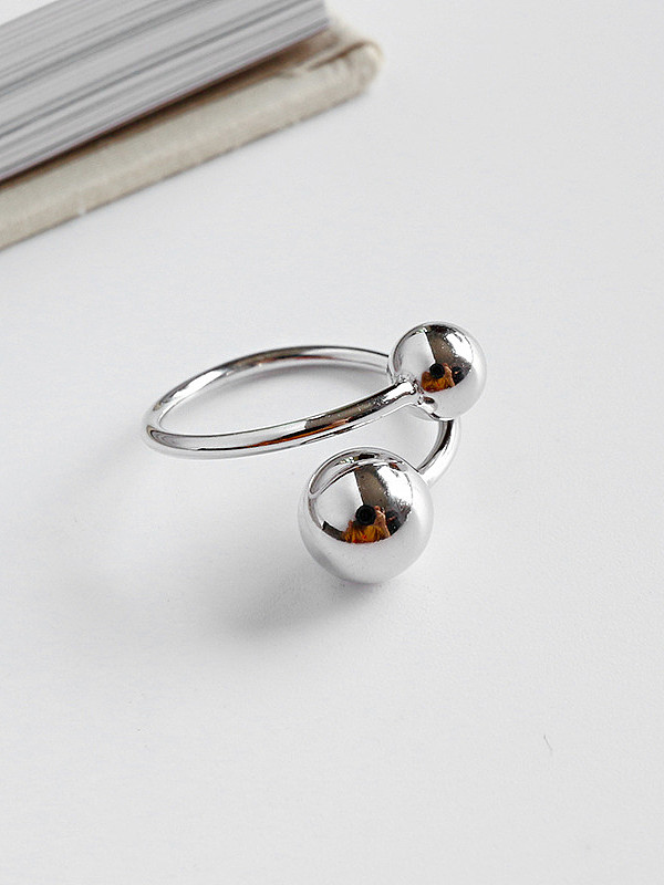 925 Sterling Silver With Simplistic Size round ball Free Size Rings