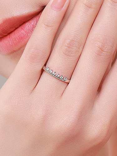 925 Sterling Silver Cubic Zirconia Crown Minimalist Band Ring
