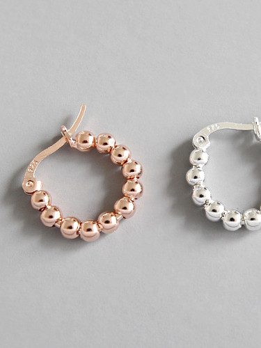 Boucles d'oreilles en perles géométriques simples en argent sterling