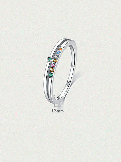 925 Sterling Silver Cubic Zirconia Geometric Minimalist Band Ring