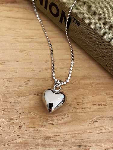Minimalistische Halskette aus 925er Sterlingsilber mit glattem Herz