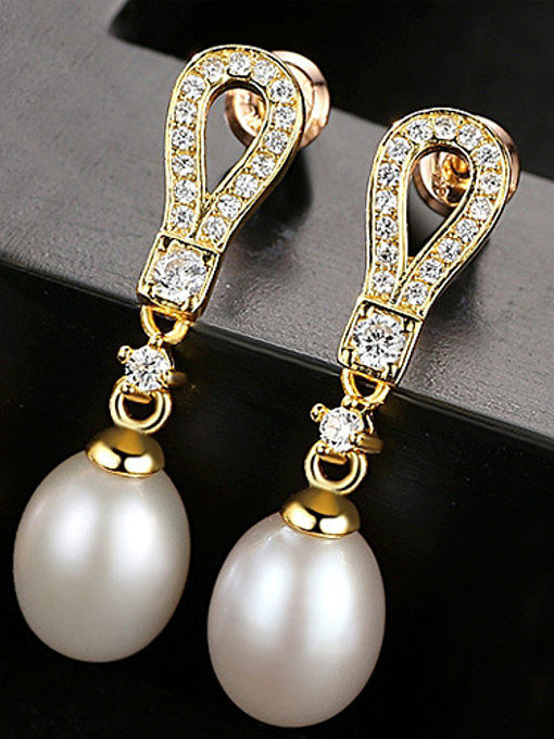 925 Sterling Silver With Gold Plated Simplistic Irregular Drop Earrings