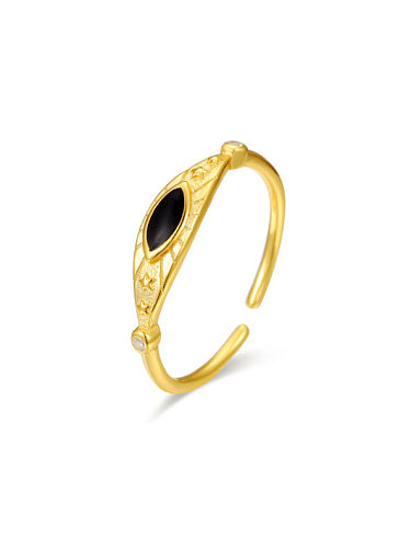 Plata de ley 925 con anillos de tamaño libre ovalados simplistas chapados en oro