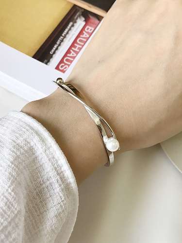 Bracelet en argent sterling 925 imitation perle X-Ray Trend Band