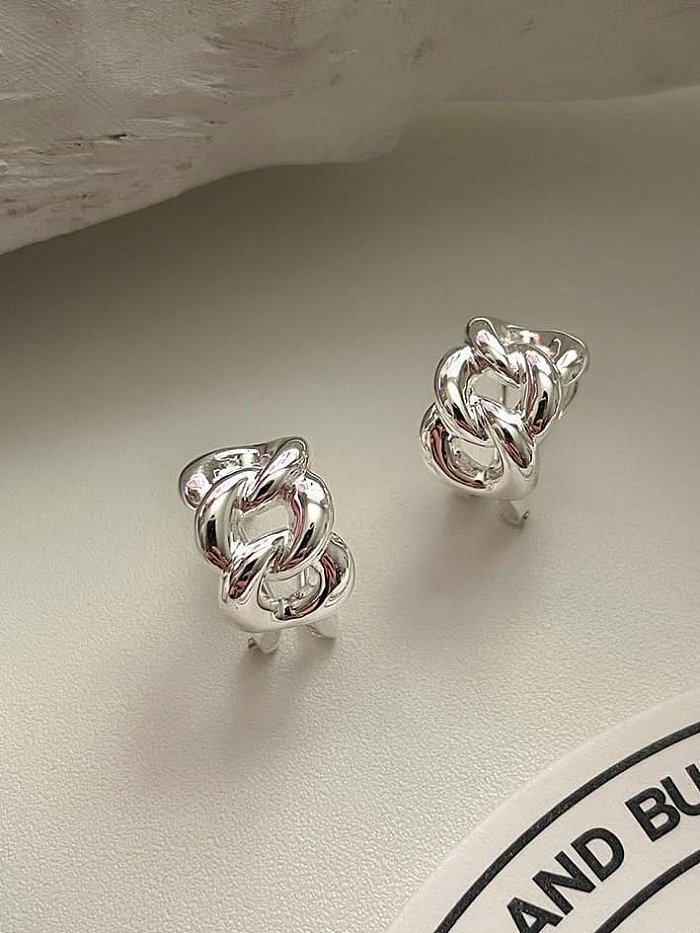925 Sterling Silver Geometric Hip Hop Stud Earring