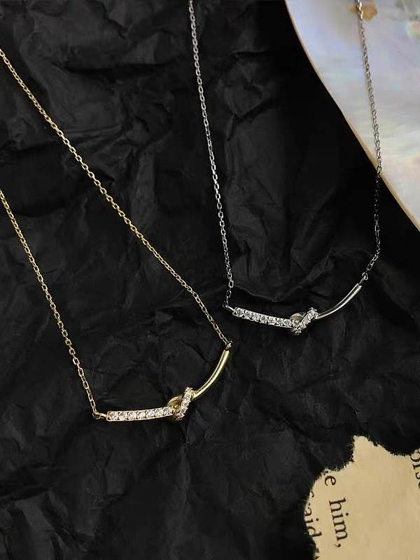 925 Sterling Silver Rhinestone Irregular Dainty Necklace
