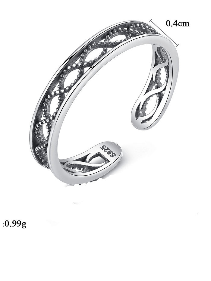 925 Sterling Silver blacking process vintage water ripple Band Ring