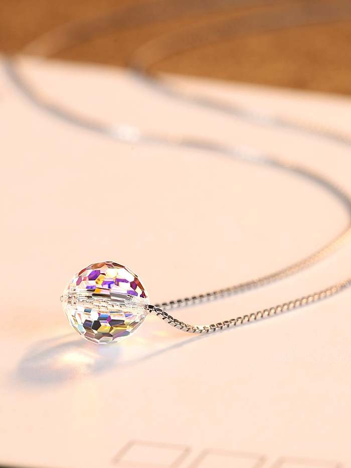Einfache Halskette mit Anhänger aus 925er Sterlingsilber mit synthetischem Kristall