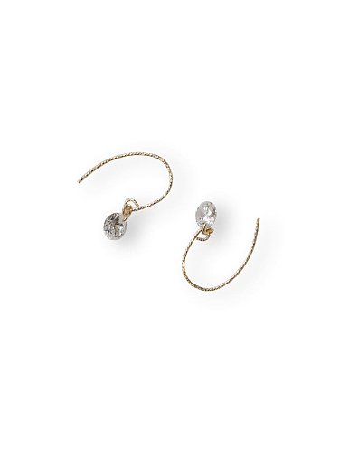 925 Sterling Silver Cubic Zirconia Round Dainty Hook Earring