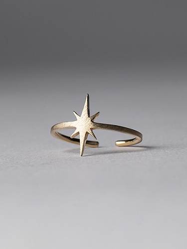 Anel de prata esterlina 925 minimalista liso estrela tamanho livre