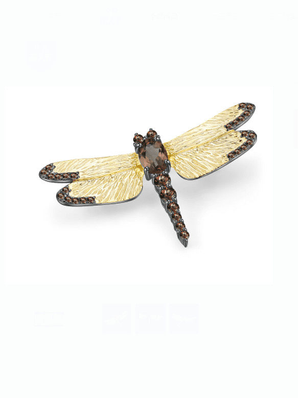 Épingles et broches mignonnes libellule multicolore en argent sterling 925 avec pierre naturelle