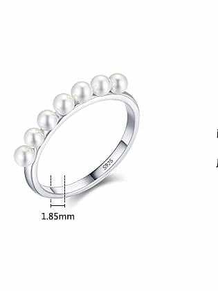 925 Sterling Silver Imitation Pearl Geometric Minimalist Band Ring