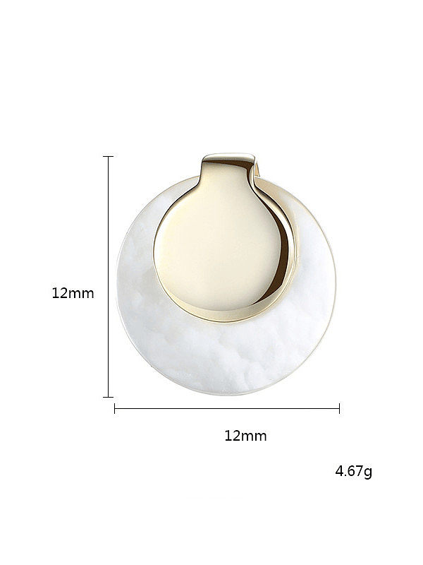 925 Sterling Silver Shell White Round Minimalist Stud Earring