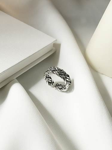 925 Sterling Silver Vintage Twist Band Ring