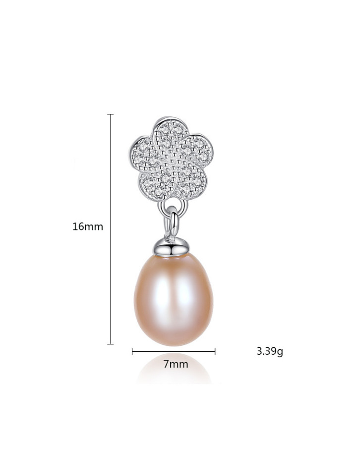 Pendientes de plata de primera ley con microengaste de circonitas AAA de 8-9 mm de perlas naturales