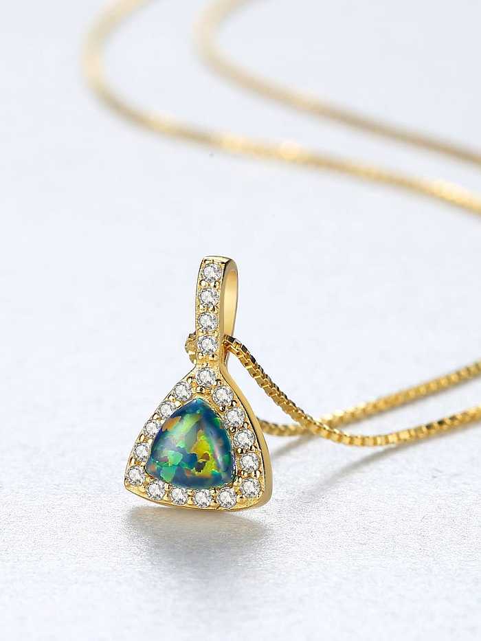Einfache dreieckige Opal-Anhänger-Halskette aus 925er Sterlingsilber