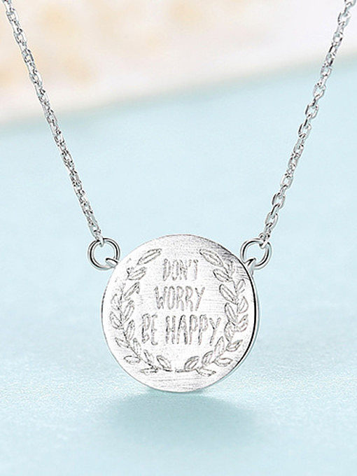 925 Sterling Silver With Glossy Simplistic Monogram Round Necklaces