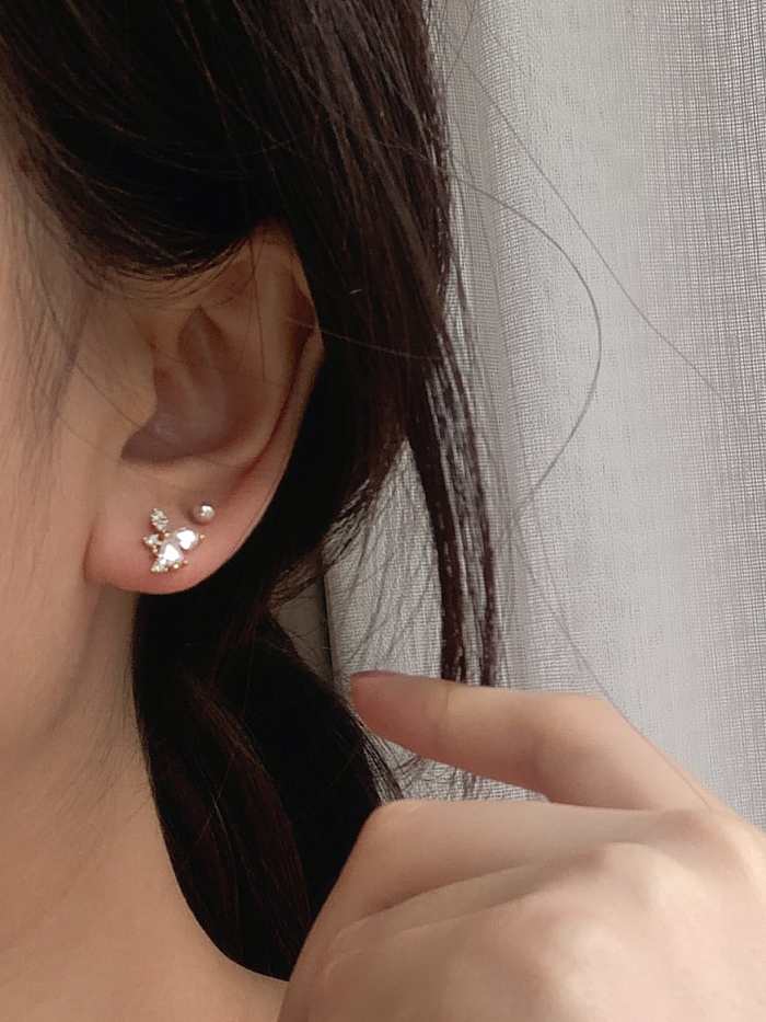 925 Sterling Silver Cubic Zirconia Butterfly Dainty Stud Earring