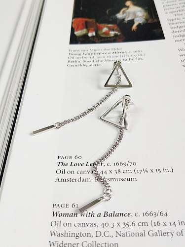 925 Sterling Silver Geometric Triangular Tassel Minimalist Threader Earring