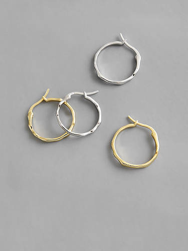 925 Sterling Silver With Gold Plated Simplistic Irregular Hoop Earrings