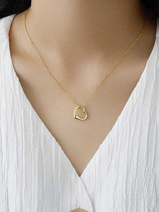 S925 Sterling Silber Mode minimalistische Herz-Halskette