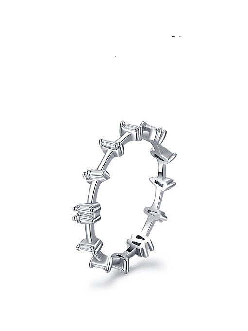 925 Sterling Silver Cubic Zirconia Irregular Classic Band Ring
