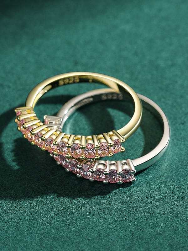 خاتم من الفضة الإسترليني عيار 925 مرصع بحجر الزركونيا بتصميم هندسي كلاسيكي