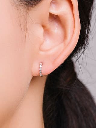 925 Sterling Silver Turquoise Geometric Vintage Huggie Earring