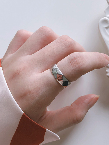 925 Sterling Silver With Platinum Plated Simplistic Irregular Free Size Rings