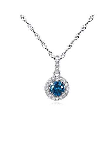 925 Sterling Silver Cubic Zirconia Multi Color Simple Round Necklace