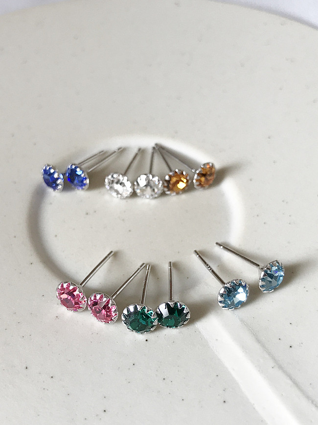 Sterling silver color birthstone earrings