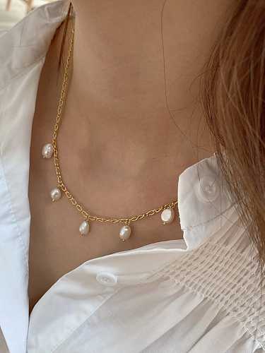 925 Sterling Silver Freshwater Pearl Irregular Vintage Necklace
