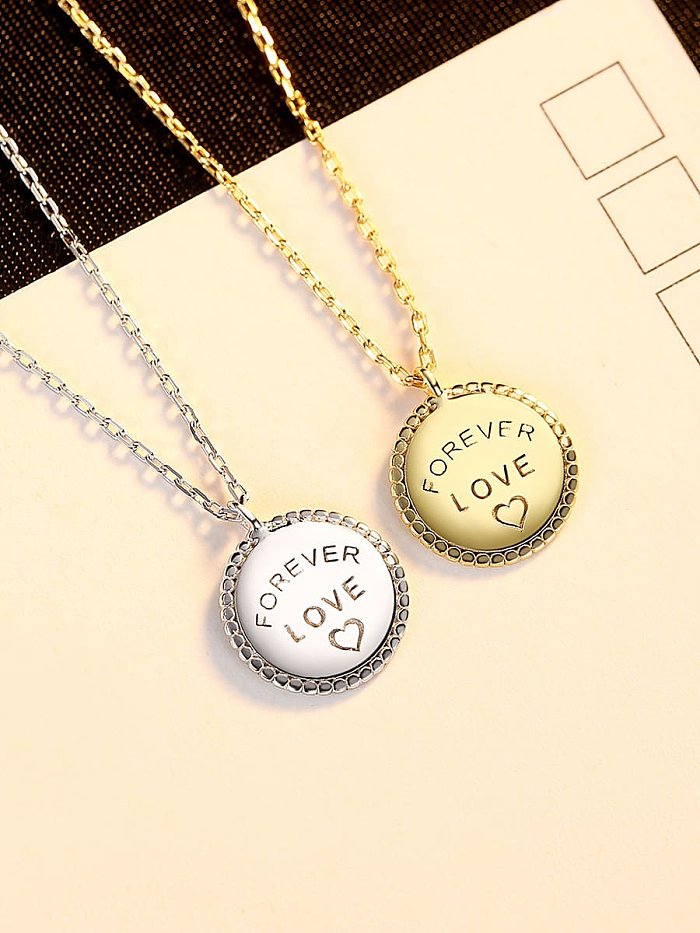 925 Sterling Silver Letter Minimalist round pendant Necklace