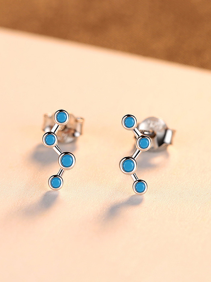 925 Sterling Silver With Enamel Personality Irregular Stud Earrings