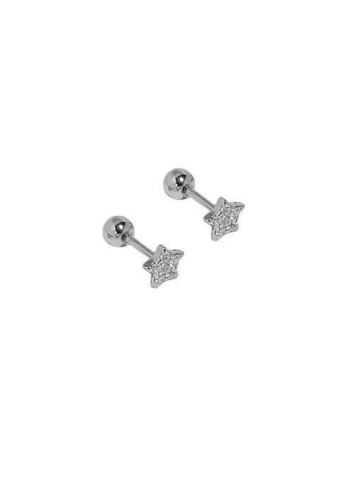 925 Sterling Silver Cubic Zirconia Geometric Vintage Stud Earring