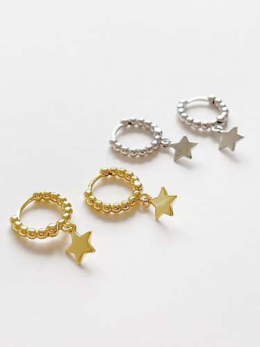 925 Sterling Silver Bead Star Minimalist Huggie Earring