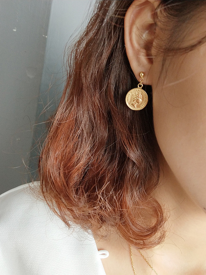 Sterling silver gold cents round coin earrings