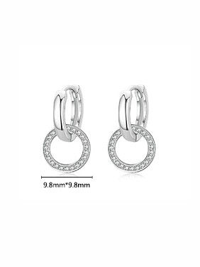 925 Sterling Silver Rhinestone Minimalist Double Ring Huggie Earring